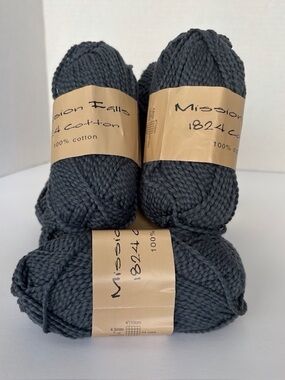 NWT! Mission Falls 1824 Graphite Cotton Yarn | 10 Skeins